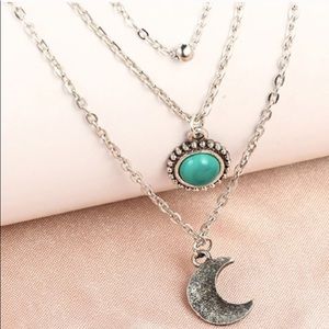 🟣2 For 25.00🟣Silver Moon 🌙 Marble Boho Necklace